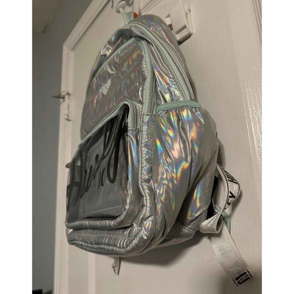 NEW Hurley Iridescent Backpack Back Pack to School Book Bag Clear Pencil Pocket